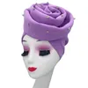 Mode kvinnor diamanter stora blommor turban hatt afrikanska headwraps turbans huvudomslag för lady muslimska huvudbonad fest huvudstycke