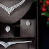 Halsband örhängen set modedesign enkel kubik zirkoniume geometrisk form kvinnor brud smycken ogräs tillbehör bijoux femme n-1167