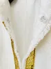 57 2023 Piste Marque Même Style Manteau À Manches Longues Revers Cou Bouton Blanc Tweed Paillettes Casual Mode De Luxe Femmes vêtements oulaidi