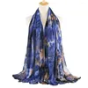 Ethnic Clothing Modal Tie Dye Printed Scarf Hijab Islamic Stretchy Headscarf Shawl For Muslim Women Breathable Jersey Hijabs Head Wrap