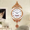 Wandklokken Luxe Gouden Klok Woonkamer Stille Creatieve Swing Horloges Slaapkamer Quartz Reloj De Pared Home Decor XFYH