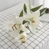 Decorative Flowers 3PCS Artificial 3 Heads Lily Flower Bouquet Real Touch Flore Wedding Road Leading Stage Setting Fake Wreath Branch Office