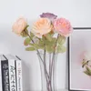Fleurs décoratives Simple Brûlé Bord Soie Rose Artificielle Pour La Saint Valentin Fête El Maison Décoration De Mariage Real Touch Faux Fleur