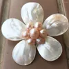 Brooches Women Fashion Jewelry White Mother Of Pearl Shell Flower Bead Brooch 1Pcs WFH846