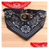 Collari per cani Guinzagli Collare per animali domestici Guinzaglio in pelle Animali domestici regolabili Sciarpa per gatti Bandana Fazzoletto da collo Mix Pu Collana Decorazione Drop Delivery Dh8Sb