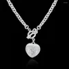 Chains 925 Sterling Silver Necklace Jewelry 18 Inches Shiny Crystal Heart Key For Women Christmas Gift