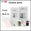 Принтеры Kongten Mbrush Printer Black Mobile Mini Inkjet Printer Wi -Fi Индивидуальный код Android Беспроводная портальная карта