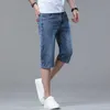 Verano nueva calcomanía Denim azul negro suelto estiramiento Casual Jeans Shorts ropa de hombre P230602