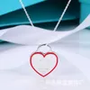 Designer Brand Tiffays Simple Love Email Blue Red Pink Peach Heart Necklace vrouwelijke ins hart hanger sleutelbeen ketting met logo