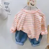 Tshirts VIDMID Childrens cotton stripe bottomed tShirt Top Boy and girls versatile loose Tshirt clothes P5871 230601