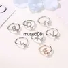 Bandringe Dincior Delicate Crystal Letter Opening Rings Adjust Women J230602