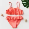 4-14Y Conjunto de bikini de color sólido para niñas de dos piezas para adolescentes Traje de baño para niños P230602