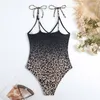 Maillot de bain pour femme Gradual Leopard V Neck One Piece Maillot de bain pour femme avec jupe longue Sarong Beach Cover Ups Tummy Control Maillot de bain