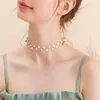 Chaînes hommes bijoux collier colliers Laye blanc Imitation perles clavicule chaîne femme Simple court perle tour de cou pour jeune