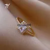 Band Ringe Exquisite Einfache Quadratische Zirkon Gold Farbe Offene Ringe Für Frau 2022 Gehalt Goth Schmuck Hochzeit Party Mädchen Luxus student Ring J230602