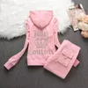 Pants Juicy Corture 2023 Velor Spring och Autumn Sportwear Twopiece Fashion Suit S3XL Veet Women Tracksuit Jacketstop