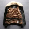 Real Shearling Sheepskin Leather Jacket Bomber Jacket Masculino Leather Coat Mens Winter Jacket Cotton Thickne Warm Tops Windbreakers