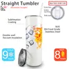 USA CA warehouse 20oz skinny White Straight Sublimation Blanks Stainless Steel Tumblers With Straws