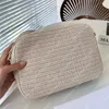 Bolsa tiracolo feminina de palha de ráfia bolsa de câmera de luxo bolsa de couro com borla bolsa de ombro de verão com zíper fivela dourada bolsa de corpo transversal de praia