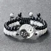 Strand 2Pcs/Set Adjustable Dragon Tai Chi Gossip Couple Bracelets Natural 6mm Beads Yin Yang Bangles Fashion Friendship Jewelry Gifts