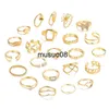 Полосы колец Kotik 23pcs Vintage Hollow Heart Butterfly Rings, установленные для женщин металлическое золото геометрическое кольцо 2023 Модные ювелирные подарки J230602