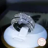 Anéis de banda de luxo requintado branco zircão anel de diamante completo para senhoras casal prata esterlina 925 moda anel festa aniversário jóias presente j230602