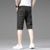 Neues Design 6 Pocket Denim Sommermode Micro Elastic Solid Casual Jeans Shorts Herren P230602