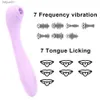 Massage Items 7 Modes Tongue Licking Dildo Vibrator Female Masturbator G-spot Massager Clitoris Stimulator Adult Products Sexy Toys for Women L230518