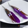 Dangle Lustre Bohême Plume Boucles D'oreilles Perles Long Design Dream Catcher Oorbellen Bijoux Somptueux Ornements Pendentif Drop Deliv Dhiv7