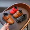 Chaussures de sport tout-petits garçons décontracté en cuir coton pour enfants moyens grands enfants appartements d'hiver avec épais anti-glissant 23-34
