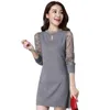 Casual Dresses Outwear Office Kvinnliga Cool Full Women Autumn Winter Woolen Sticking Patchwork Warm Ullklänning