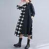 Casual Dresses Cotton Polka Dot Print Vintage Shirt For Women Long Sleeve Loose Midi Dress Fashion Clothing Spring Autumn 2023