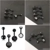 Nombril Bell Button Anneaux Anodisé Noir Ventre Piercing Ombligo 14G Barre De Vis Nombril Helix Boucles D'oreilles Corps Bijoux Drop Delivery Dh4Me