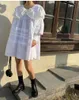 Casual Kleider 2023 Sommer Koreanischen Stil Spitze Lose Hemd Kleid Frauen Kleidung Weiß Einfache Mode Langarm