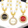 Love Letter Round Pendant Neckor for Women High Quality Imitation Pearl Necklace Lover Anniversary Jewets Gifts Y2K