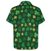 Men's Casual Shirts St Patricks Day Shirt Green Shamrock Vacation Loose Hawaii Streetwear Blouses Short Sleeve Graphic Oversized Top