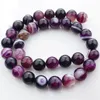 Löst ädelstenar 15 "(38 cm) Strand runda naturliga lila spetsar Agate Stone Rocks 4mm 6mm 8mm 10mm 12mm Gemstone Pärlor för armbandsmycken