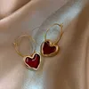 Charm Sweet New Trend Red Love Heart Hoop örhängen för kvinnor Elegant Simple Drop Girls Party Jewelry R230603