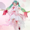 Trajes de anime com capuz Kawaii Hatsunes Miku 15º aniversário Cosplay vem roupas Miku15th COS vestido rosa princesa lolita festa de Halloween para mulheres tema saboroso 10