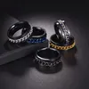 Paslanmaz çelik bant halkası zinciri döndürülebilir tasarımcı yüzüğü erkek yüzüğü