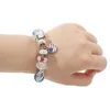 Charm Bracelets USA Love Heart Flag Bracelet Fashion Crystal Beads Bangle American Pendant For Women Hand Accessories Gifts