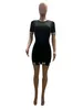 プラスサイズのデザイナー新しい女性ドレスレター印刷された半袖スリムフィットラップヒップドレス女性のためのヒップドレス