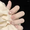 Falsche Nägel 24 Stück frische gelbe schräge französische Blumenpresse auf abnehmbarer gefälschter Nagelspitze mit Design-Maniküre-Patches