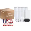 USA CA Warehouse 20oz مستقيم الفولاذ المقاوم للصدأ الفولاذ تسامي الكؤوس Tumblers المعزولة مع القش