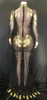 Stage Wear Vrouwen Sparkly Gold Strass Zwart Lange mouw Maxi Sexy Mesh Transparante avond Vier verjaardagsjurk Pography