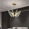 Lampadari Sala da pranzo Lampadario a farfalla leggera per tavolo Isola della cucina Illuminazione Bar Camera da letto a led in oro