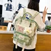 Sırt çantaları 5 Set Kadınlar Sırt Çantası Harajuku Ekose Okul Çantaları Ergenlik Kızlar Boy Kawaii College Öğrenci Çocukları Kitap Çapası Rucksack 230601