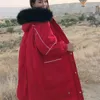 Женские траншеи Coats abrigos mujer invierno 2023 Long Down Buper Fashion Lose Plu размер талия красная зимняя парка женщины с надписью женское пальто