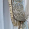 Curtain French Luxury Gray Velvet Lace Stitching Tassel Blackout For Living Room American Retro Villa Bedroom Drapes Custom