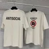 2024 camisetas masculinas Vetements brancos sem camisa de mídia social Homens Mulheres 1 de alta qualidade VTM Tee Antissocial Bordado DVDs de manga curta